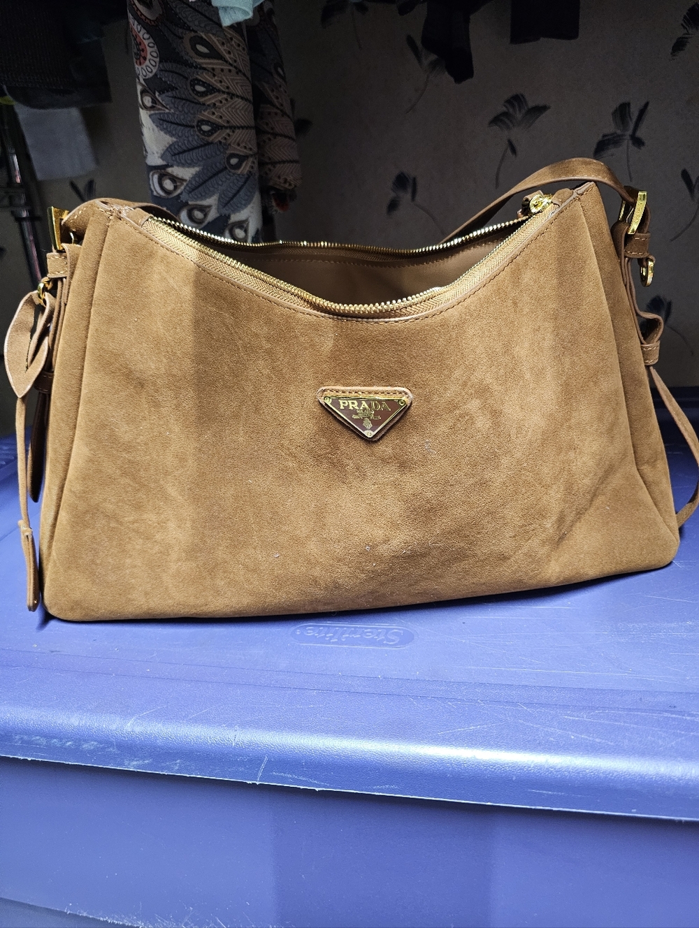 Prada Brown Suede Shoulder Bag with Gold Hardware *SALE OR TRADE FOR COACH GIGI